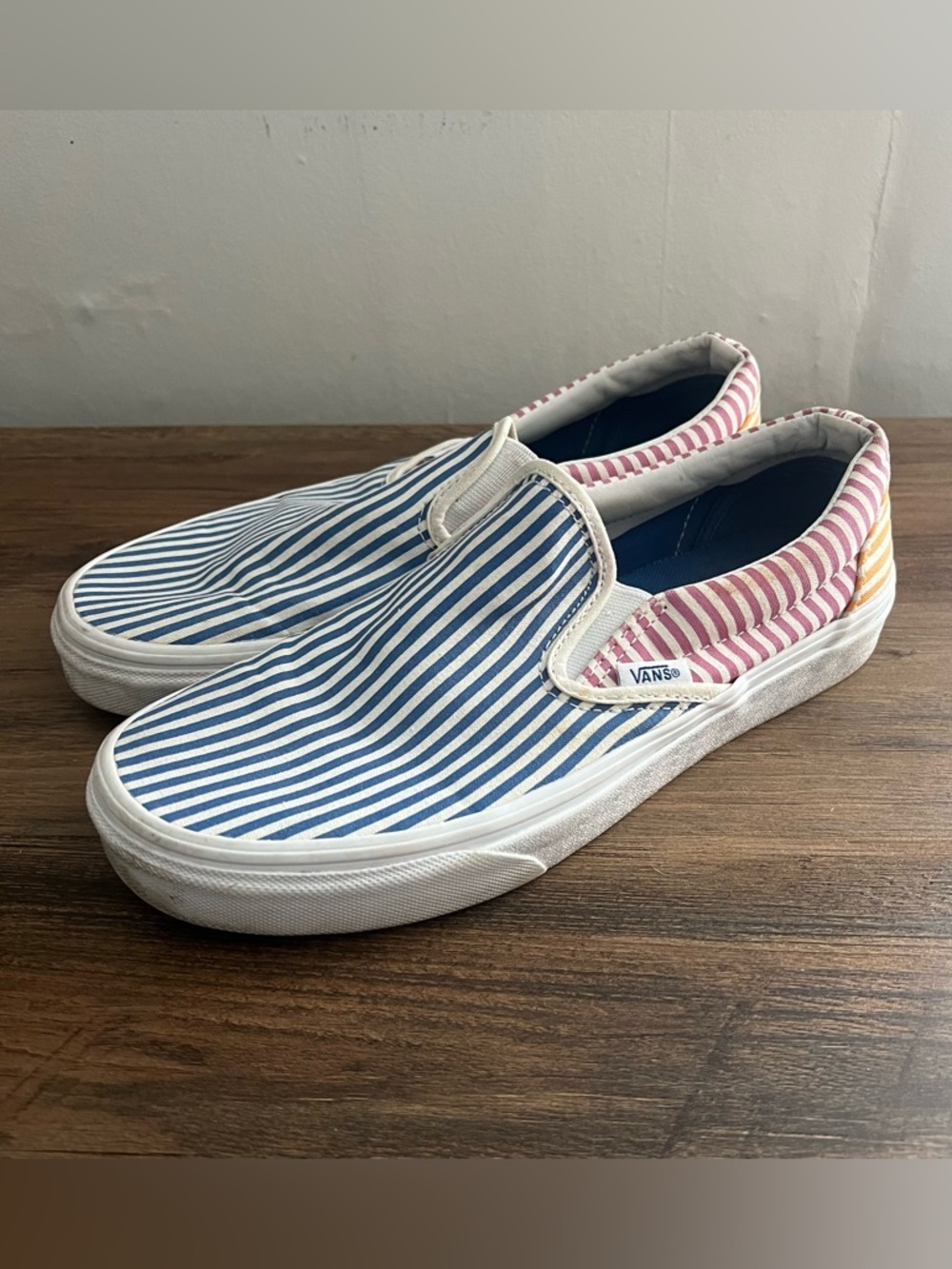 Vans Classic Slip-On Deck Club Mix Stripes Shoes Size 8